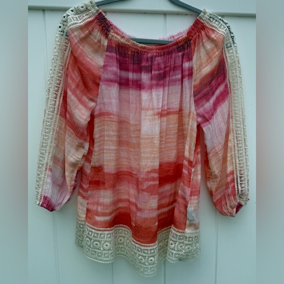 Zac & Rachel Off Shoulder 3/4 Length Sleeve Blouse W/ Crochet/Lace. Medium. NWT - Picture 6 of 7